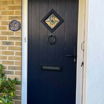 navy blue front door