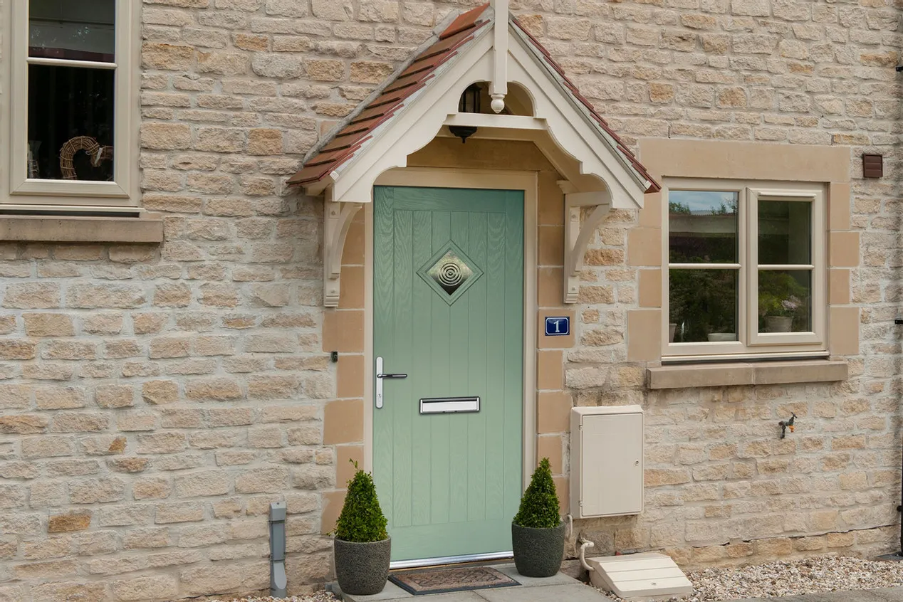 A green composite door